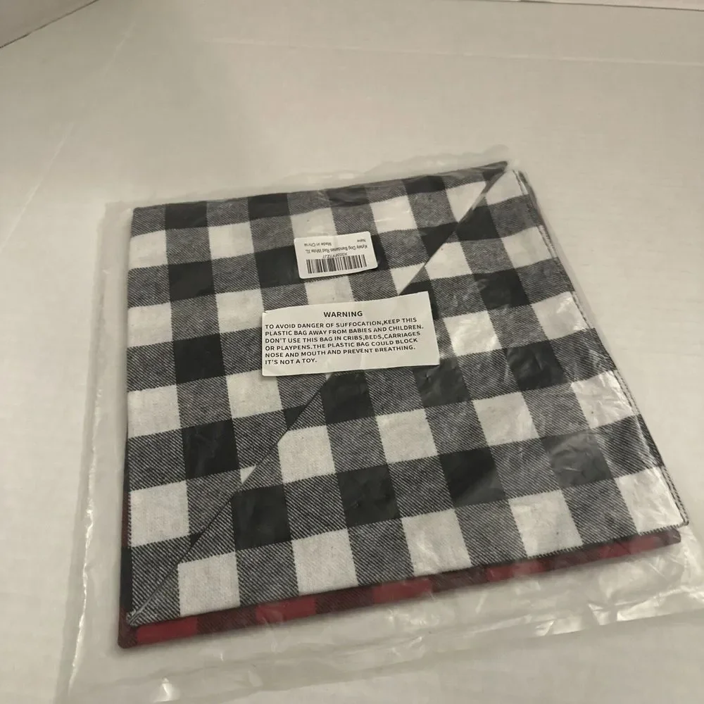 2 (XL) Dog Bandanas Black Red/Black White‎ Plaid Checkered Bandana